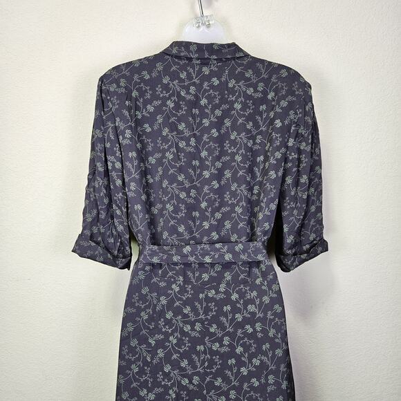 Sundance Womens 10 Silk Floral Maxi Dress Retro Botanical Palm Tree Belted Green - Picture 9 of 16